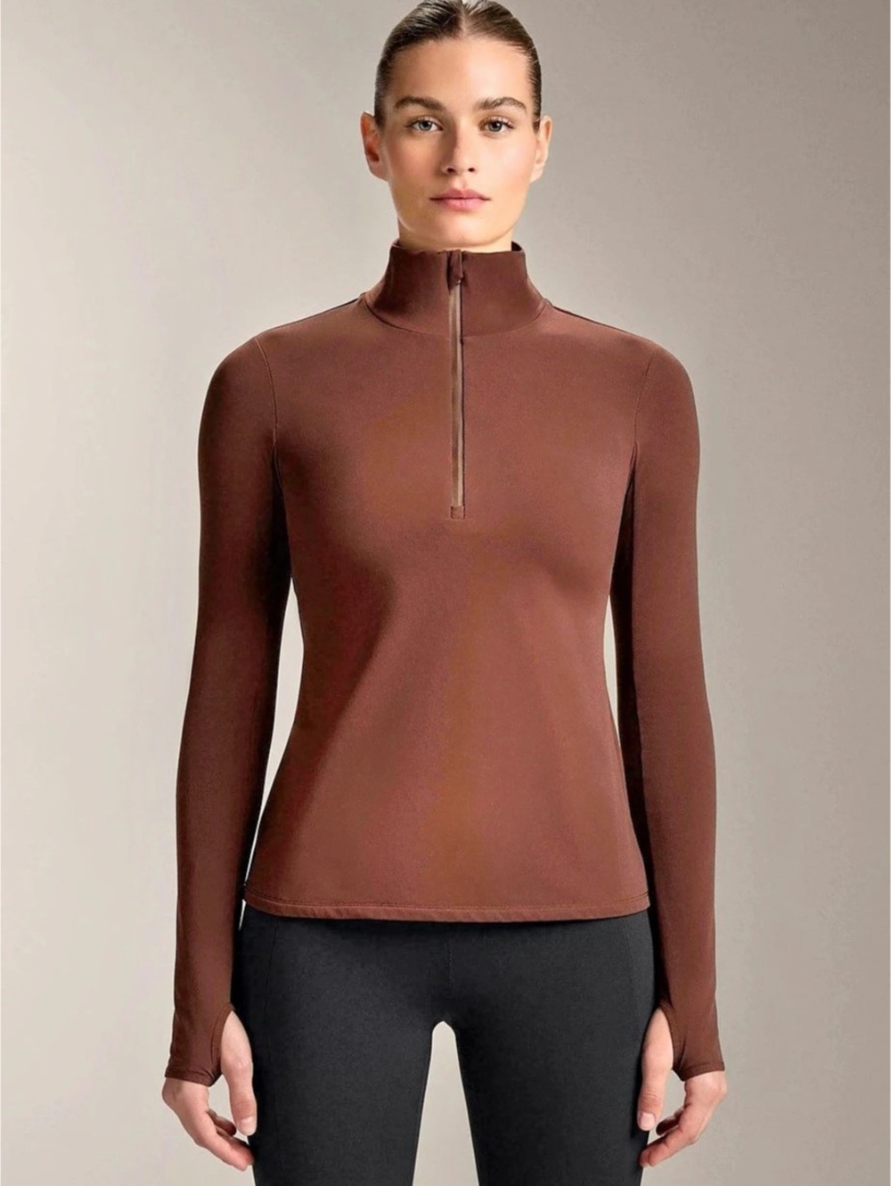 New Zara Ski Collection Merino Wool Blend Base Layer Top Quarter Zip M